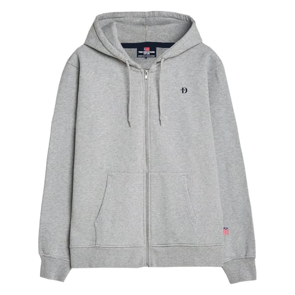 Grå melerad hoodie med zip S-XXL