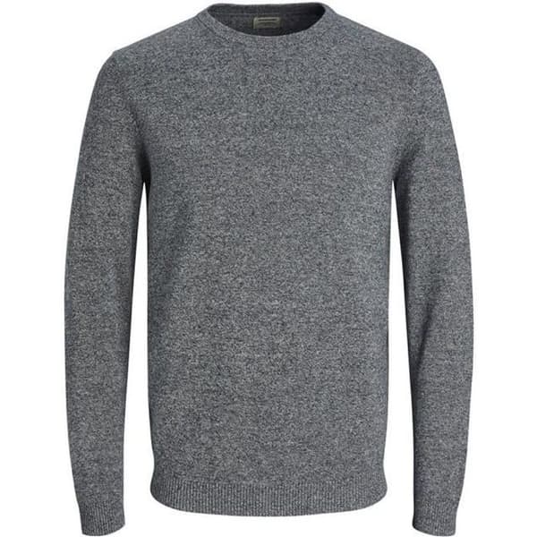 Tröja - Jack &amp; Jones - Essential Basic Stickad - Grå - Klassisk Krage - 100% Bomull