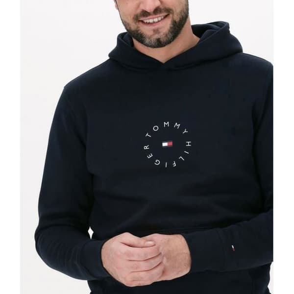 Hoodie - TOMMY HILFIGER - Roundall Graphic - Svart - Storlek M - Herr