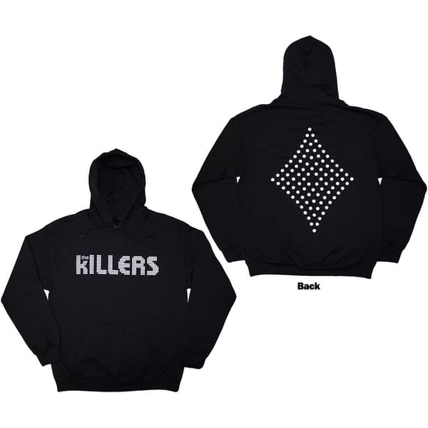 The Killers Unisex Pullover Hoodie: Tour '24 Dots Logo Diamond (Black) (Back Print & Ex-Tour) (Medium)
