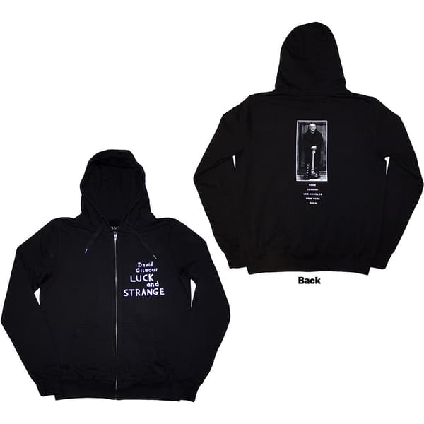 David Gilmour Unisex Pullover Hoodie: Luck & Strange Tour (Black) (Back Print & Ex-Tour) (Small)