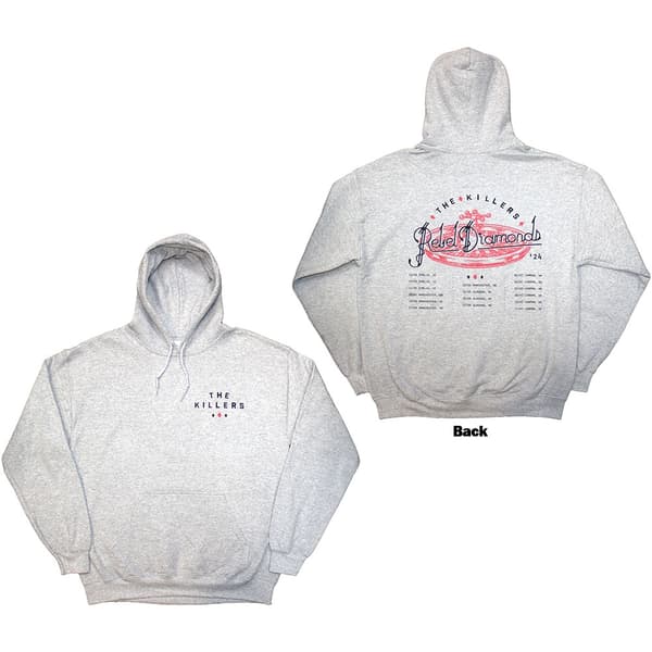 The Killers Unisex Pullover Hoodie: Tour '24 Roulette Wheel (Grey) (Back Print & Ex-Tour) (Medium)