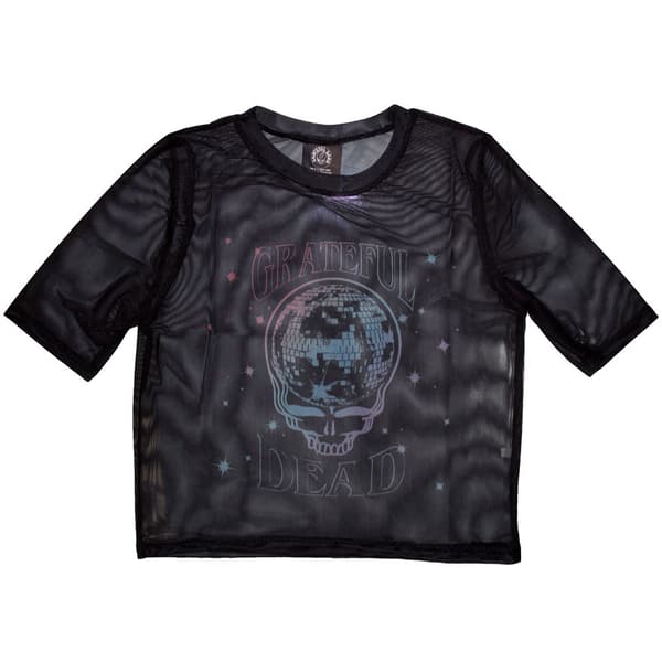 Grateful Dead Ladies Crop Top: Stealy Glitter Ball (Mesh) (Small)