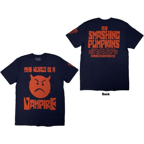 The Smashing Pumpkins Unisex T-Shirt: World Is A Vampire (Navy Blue) (Back Print) (Small)