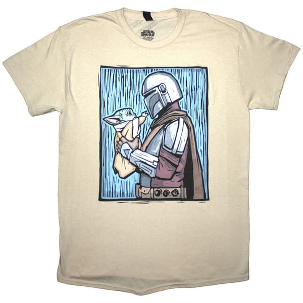 Star Wars Unisex T-Shirt: The Mandalorian Holding Grogu (Medium)