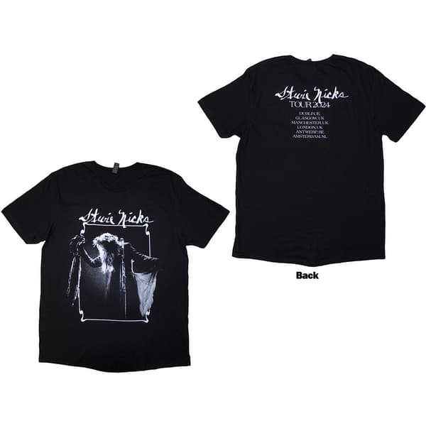 Stevie Nicks Unisex T-Shirt: Tour '24 Live Photo (Black) (Back Print & Ex-Tour) (X-Large)