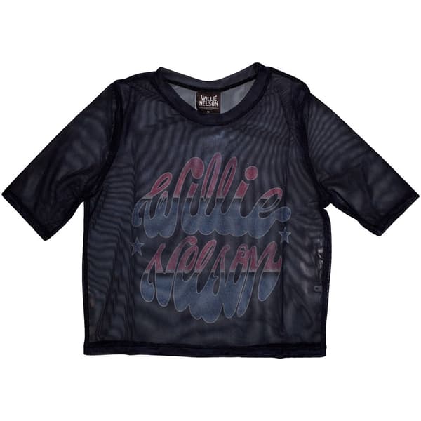 Willie Nelson Ladies Crop Top: Americana (Mesh) (XX-Small)