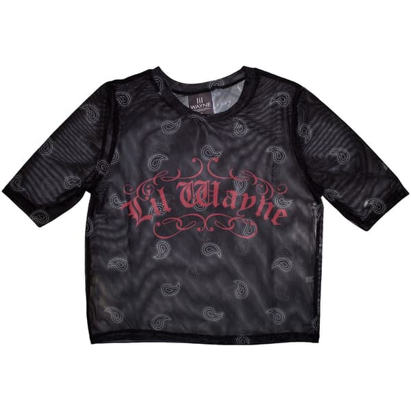 Lil Wayne Ladies Crop Top: Script Logo (Mesh) (Large)