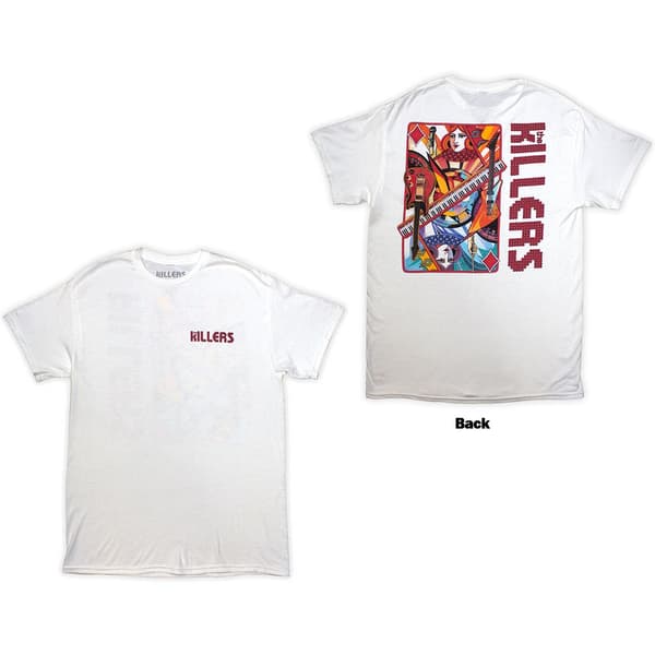 The Killers Unisex T-Shirt: Tour '24 Diamond Playing Card (White) (Back Print & Ex-Tour) (Small)