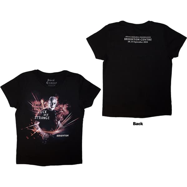 David Gilmour Ladies T-Shirt: Luck & Strange Brighton (Black) (Back Print & Ex-Tour) (Large)