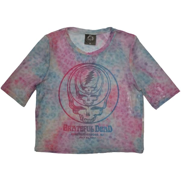Grateful Dead Ladies Crop Top: Concentric Skulls (Mesh) (Small)