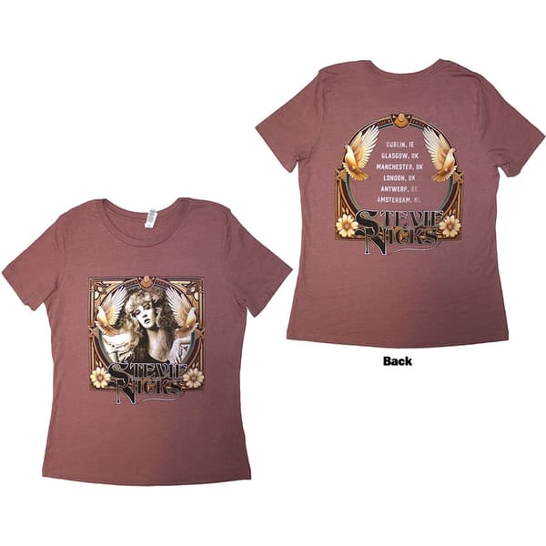 Stevie Nicks Unisex T-Shirt: Tour '24 Retro Photo (Pink) (Back Print & Ex-Tour) (Small)