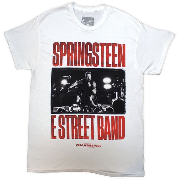 Bruce Springsteen Unisex T-Shirt: Tour '24 E-Street Band (White) (Ex-Tour) (Small)