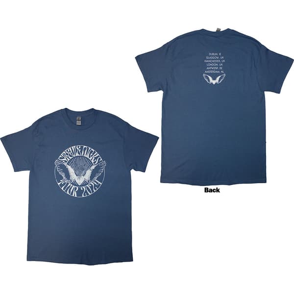 Stevie Nicks Unisex T-Shirt: Tour '24 Wings (Blue) (Back Print & Ex-Tour) (Small)