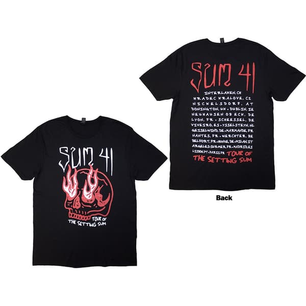 Sum 41 Unisex T-Shirt: Tour '24 Skull (Black) (Back Print & Ex-Tour) (Small)
