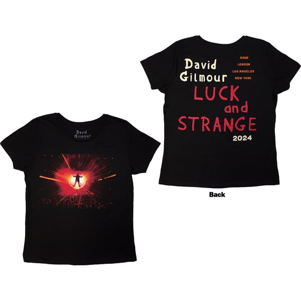 David Gilmour Ladies T-Shirt: Luck & Strange Stage Shot (Black) (Back Print & Ex-Tour) (Large)