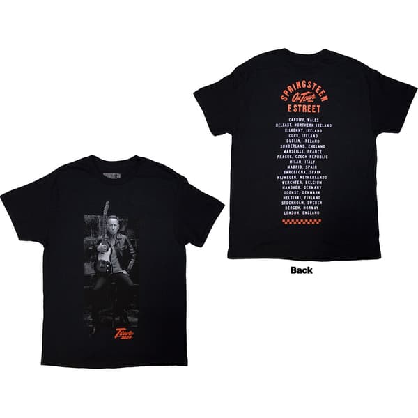 Bruce Springsteen Unisex T-Shirt: Tour '24 Wheel (Black) (Back Print & Ex-Tour) (Large)