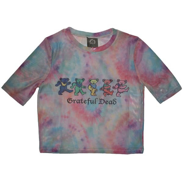 Grateful Dead Ladies Crop Top: Dancing Bears (Mesh) (X-Small)