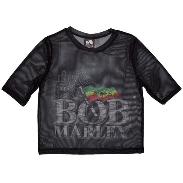 Bob Marley Ladies Crop Top: Logo (Mesh) (Medium)
