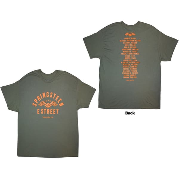 Bruce Springsteen Unisex T-Shirt: Tour '24 Arch Flag (Green) (Back Print & Ex-Tour) (X-Large)