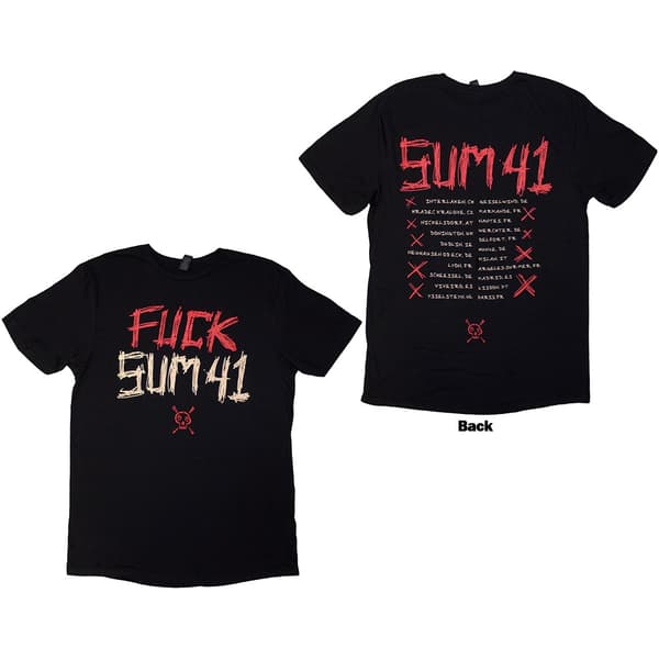 Sum 41 Unisex T-Shirt: Tour '24 Fuck Sum 41 (Black) (Back Print & Ex-Tour) (Medium)