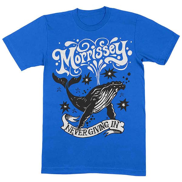 Morrissey Never Giving In Whale T Shirt Blue XL