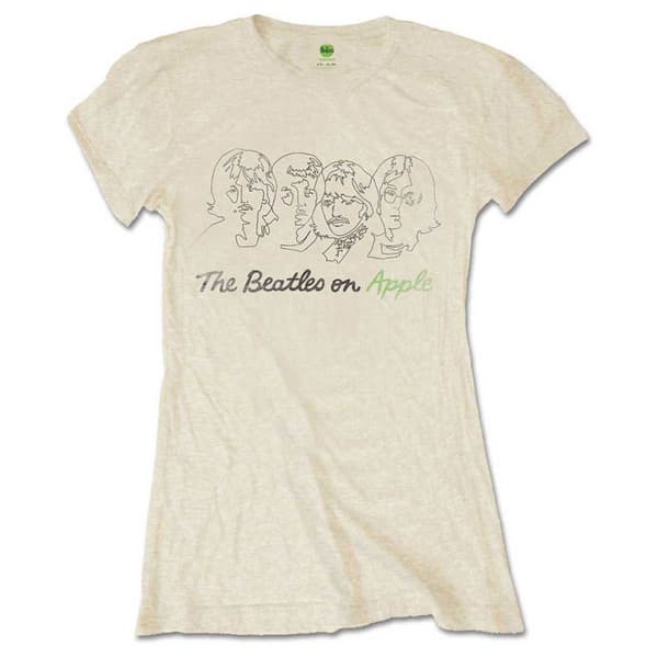 The Beatles Outline Faces on Apple Skinny Fit T Shirt