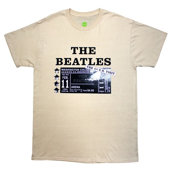 The Beatles Washington 64 Promo & Setlist T Shirt Sand XXL