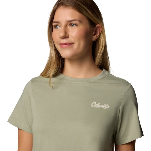 Columbia Rolling Bend Graphic SS Tee 2120021348, Kvinna, T-shirt, Grön
