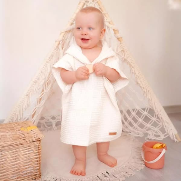 Badponcho med huva Natural S