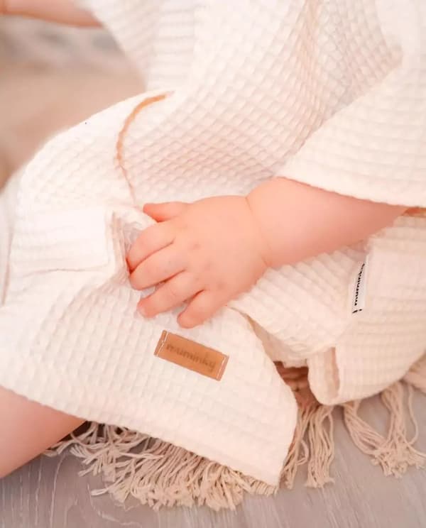 Badeponcho med hætte Natural M