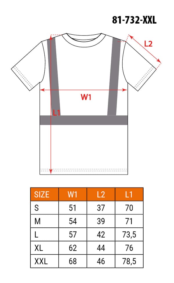 Advarsel T-shirt, gul, størrelse XXL