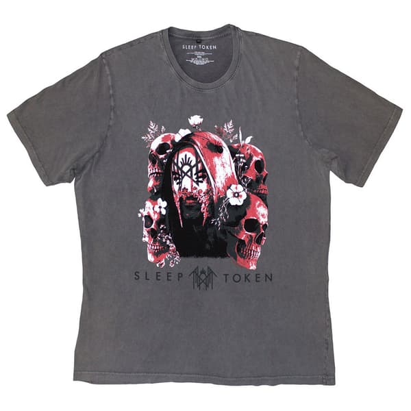 Sleep Token Skulls And Flowers Stone Wash T Shirt