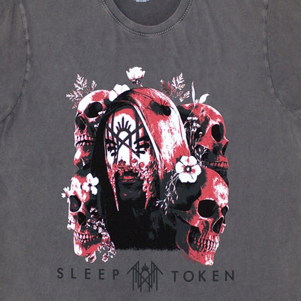 Sleep Token Skulls And Flowers Stone Wash T Shirt