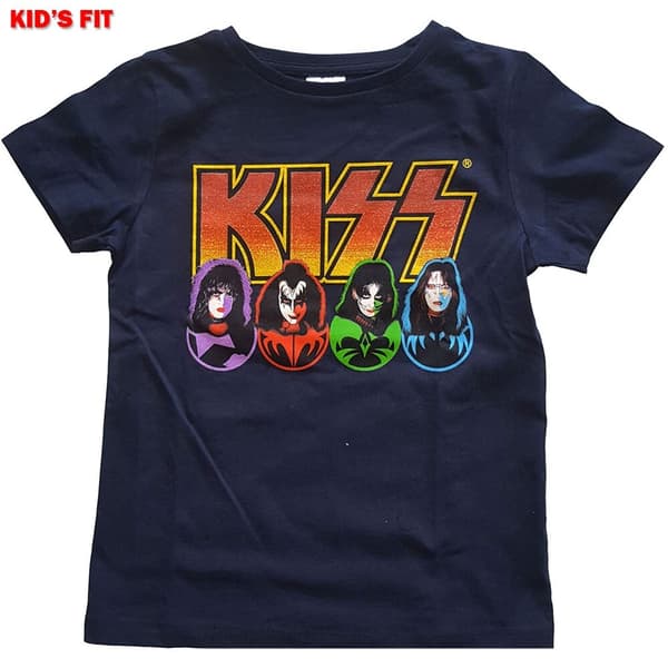 KISS Kids T-Shirt: Logo, Faces & Icons (11-12 Years)