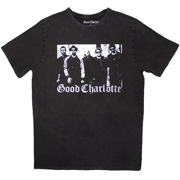 Good Charlotte Unisex Stone Wash T-Shirt: Band Photo (Charcoal Grey) (Small)
