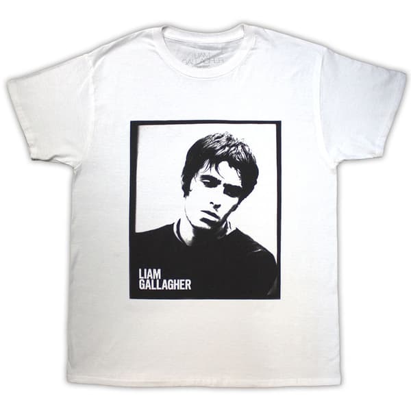 Liam Gallagher Unisex T-Shirt: Framed Photo (White) (Medium)