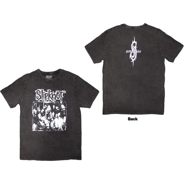 Slipknot Unisex Stone Wash T-Shirt: Album Splatter (Charcoal Grey) (Back Print) (Medium)