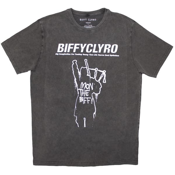 Biffy Clyro Unisex Stone Wash T-Shirt: Big Imagination (Charcoal Grey) (Large)