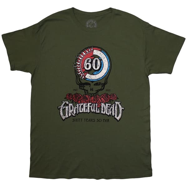 Grateful Dead Unisex T-Shirt: 60th Roses (Green) (X-Large)