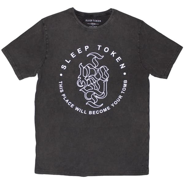 Sleep Token Unisex Stone Wash T-Shirt: Tomb Text Ring (Charcoal Grey) (XX-Large)