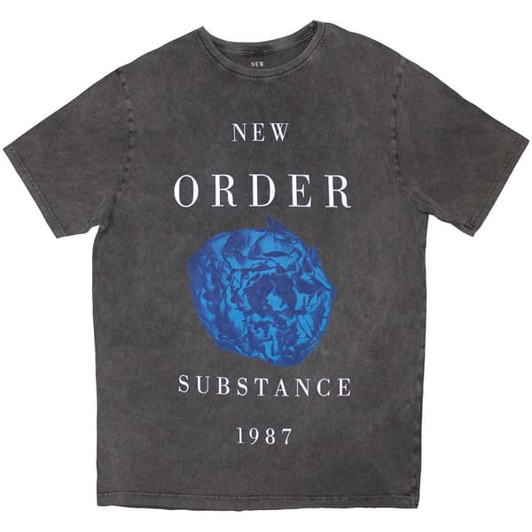 New Order Unisex Stone Wash T-Shirt: Substance 1987 (Charcoal Grey) (X-Large)