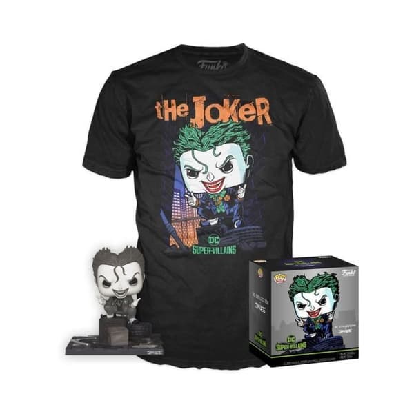Funko - DC Comics - POP Figur och T-shirt Set &amp; Tee The Joker heo Exklusiv - (L)