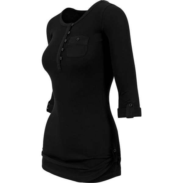 T-shirt dam - URBAN CLASSICS - Lång ficka - Tight fit - Kortärmad - Svart