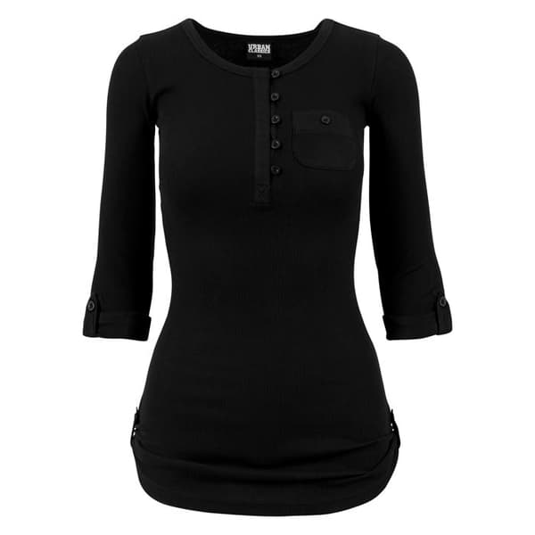 T-shirt dam - URBAN CLASSICS - Lång ficka - Tight fit - Kortärmad - Svart