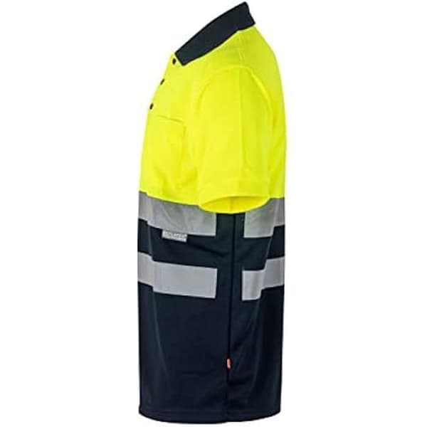 Polo Man - VELILLA - 173 - Hög Synlighet - Kort Ärmar - Bicolor Marinblå och Fluo Gul