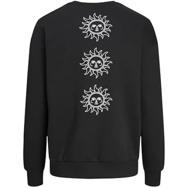 Sweatshirt - JACK &amp; JONES - Tryckt - Svart - Långärmad - Rundad hals