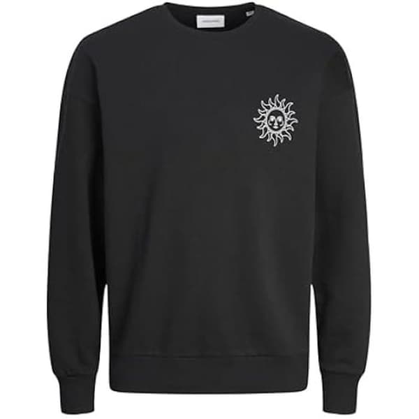 Sweatshirt - JACK &amp; JONES - Tryckt - Svart - Långärmad - Rundad hals