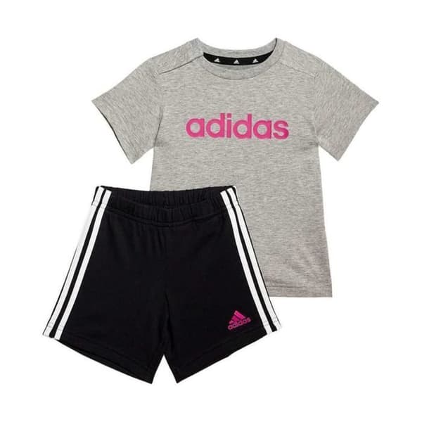 ADIDAS COMPLETO ADIDAS T-SHIRT - Grigio/Nero - Child Girl - Bomull - Korta ärmar - Klassisk krage