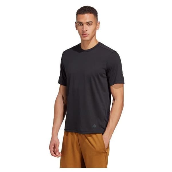 Yoga-T-Shirt - Adidas - Base Tee - Svart-Kol - AEROREADY - Andningsbar